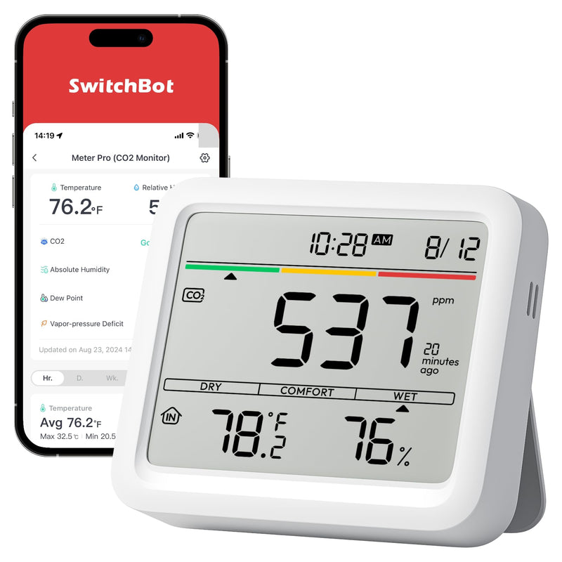 SwitchBot CO2 Detector, Indoor Air Quality Monitor with Temperature and Humidity