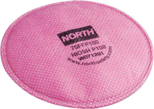 North 75FFP100 P100 Respirator Filter with 'North' branding and certification details on a white background