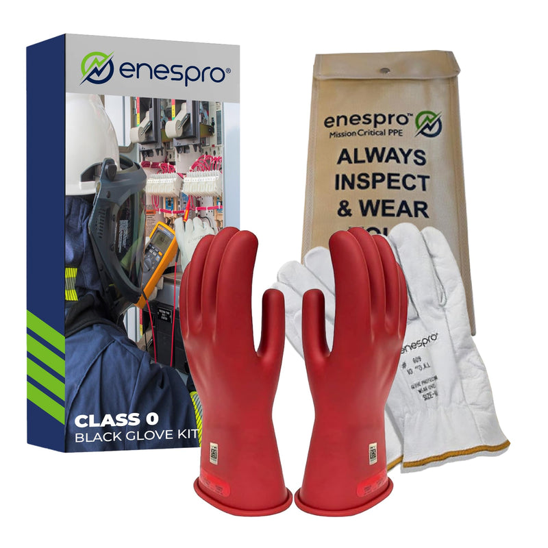 Enespro Class 0 Insulated Electrical Gloves, 1000V AC / 1500V DC Rubber