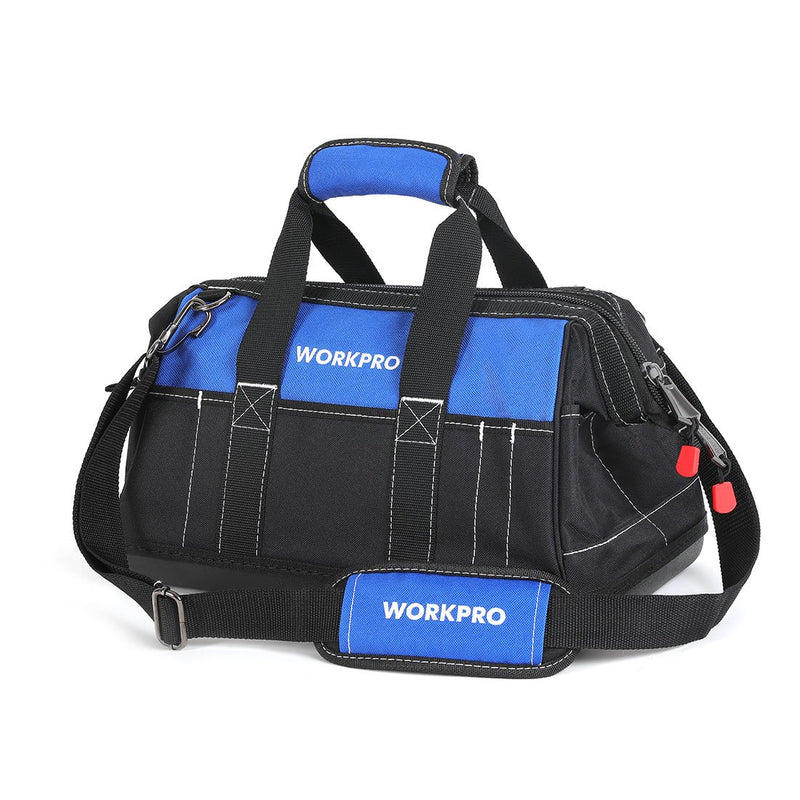 WORKPRO 16-inch Wide Mouth Tool Bag with Waterproof Molded Base, Multi-Pocket Heavy Duty