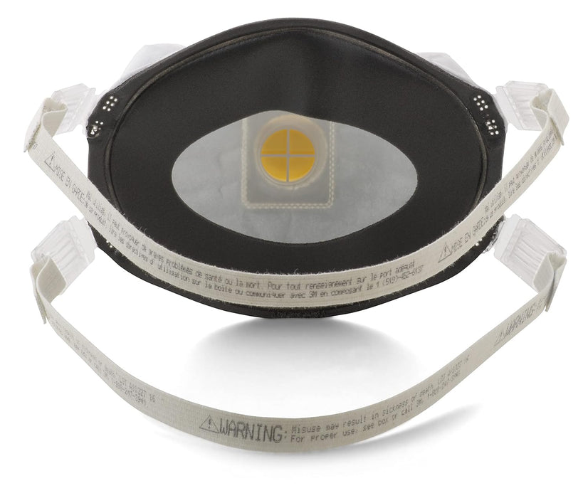 3M 8233 Black dust mask with white straps on a white background