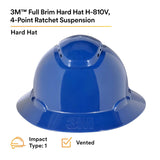 3M H-810V Navy Full Brim Vented Hard Hat ANSI Z89.1
