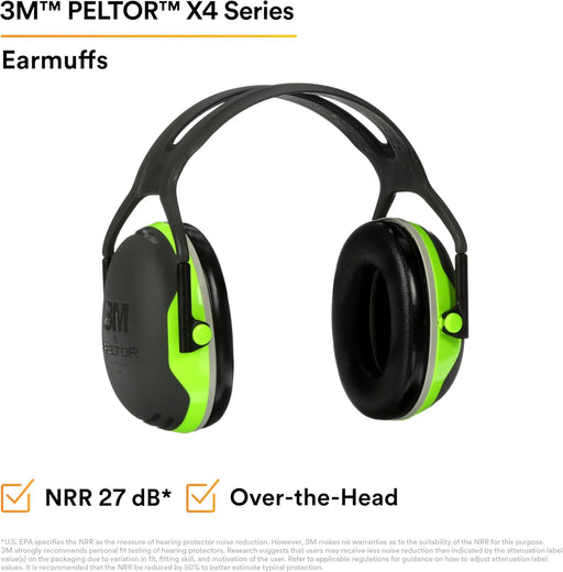 3M PELTOR X4A Over-the-Head Earmuffs NRR 27