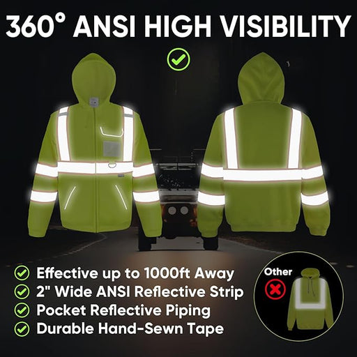 TICONN TICONN-1479 High Visibility Safety Sweatshirt Hoodie