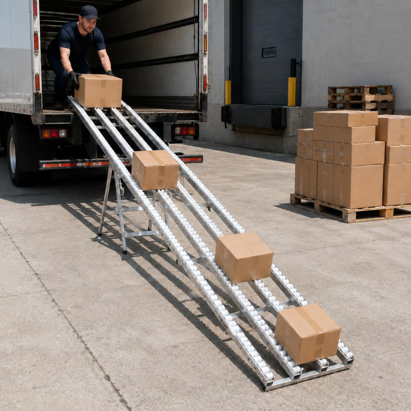 Heavy Duty Roller Conveyor Table, 15in W x 78in L, Foldable Gravity Conveyor with ABS