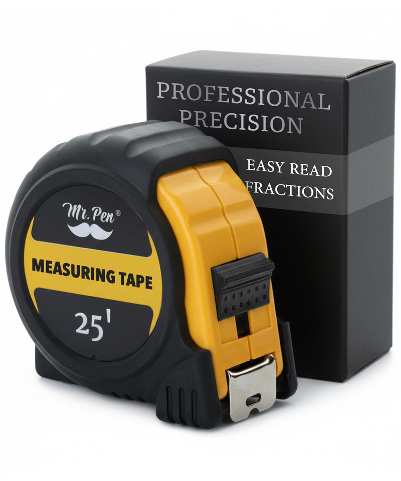 Mr. Pen Retractable Tape Measure 25 ft, Yellow, Easy Read Steel Measuring Tape