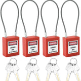 QWORK QS8899 LOTO Cable Locks — 4-Pack Steel with Keys