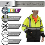 Sesafety B0CBZ8B66D Class 3 Hi-Vis Full-Zip Safety Hoodie — Yellow