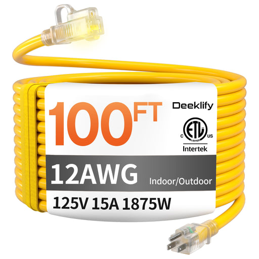 Generic 12 Gauge 100FT Heavy Duty Outdoor Extens