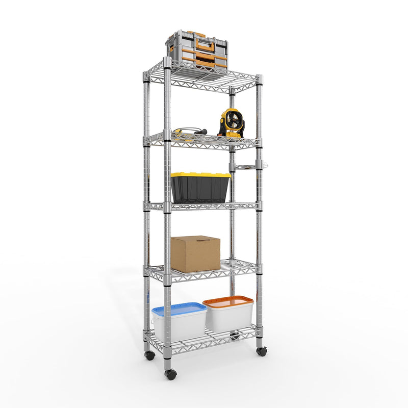 NSF Certified Heavy-Duty 5-Tier Adjustable Chrome Steel Storage Rack, 1100 LBS Capacity