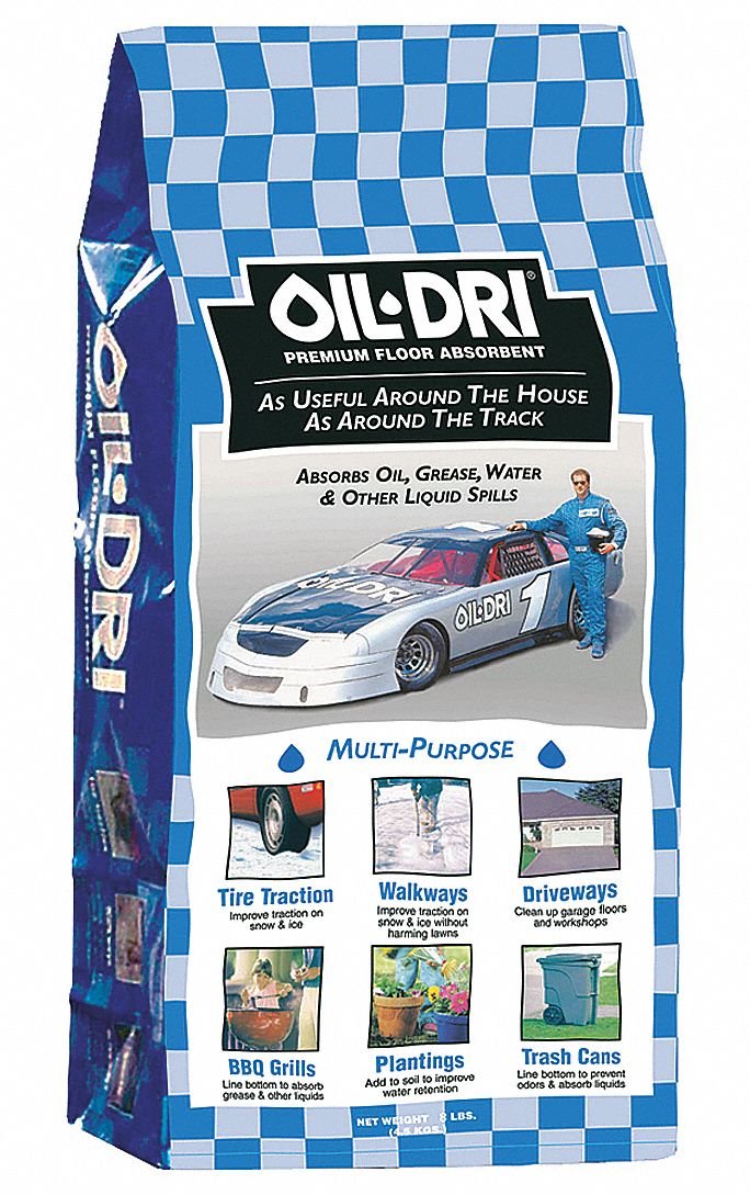 Oil-Dri Premium Granular Absorbent — 8 lb Bag, Universal Clay, Absorbs 0.8 Gallons