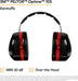 3M H10A Peltor Optime 105 earmuffs with black and red design on a white background