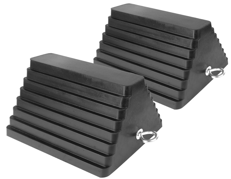 MaxxHaul Rubber Wheel Chock 2 Pack, Large 10in x 8in x 6in Heavy Duty Tire Stop with Non