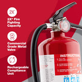 First Alert HOME2PRO Fire Extinguisher — Rechargeable 2-A:10-B:C