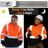Sesafety B0DPZ32GST Class 3 Hi-Vis Pullover Hoodie — Orange