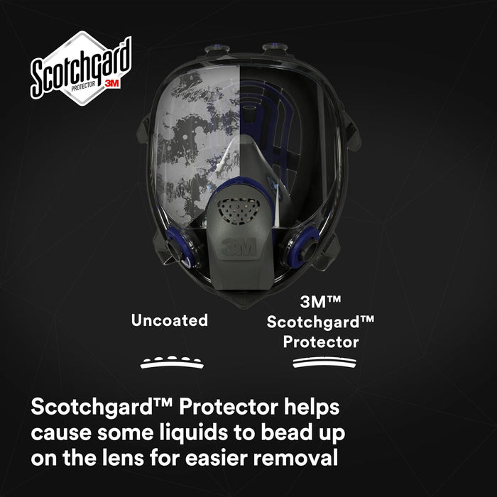 3M FF-402 Scotchgard Protector on a mask with text e
