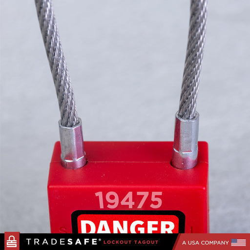 TRADESAFE TSC2KD10R Lockout Tagout Steel Cable Locks With Keys