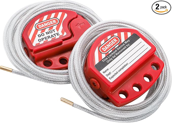 WUWEOT Lockout Tagout Cable Lock, 10ft Adjustable Steel Cable, 2 Pack