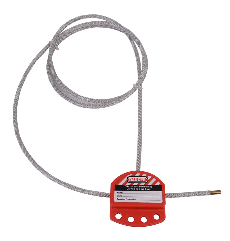 Induschoice Adjustable Cable Lockout - 1/4 in Vinyl-Coated Steel, 6 ft