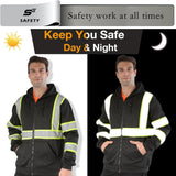 Sesafety B0CBZ96NZ3 Class 3 Hi-Vis Full-Zip Hoodie — Black Trim