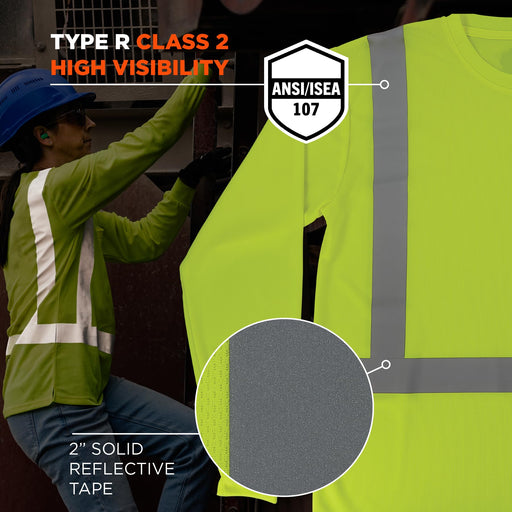 Ergodyne GloWear 8284 Hi-Vis Type R Class 2 Long Sleeve Shirt Lime
