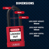 ABUS 74/40 Lockout Tagout Padlocks — 10-Pack Keyed Different