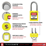 TRADESAFE TSKAU10YL Lockout Tagout Lock Set — Yellow 10-Pack