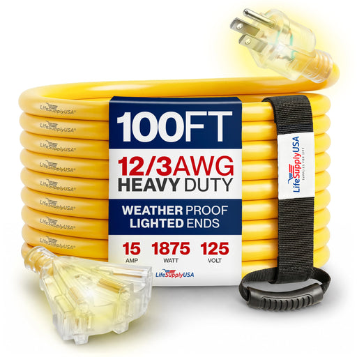 Generic 100ft Outdoor Indoor Extension Cord, 3-O