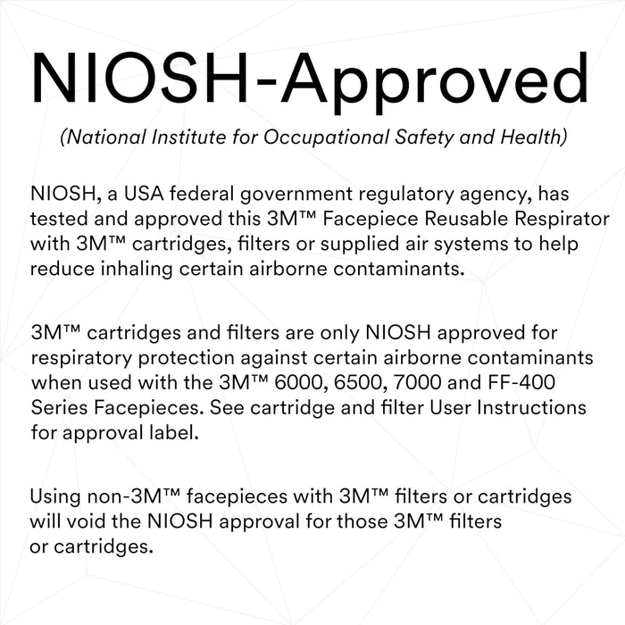 NIOSH-approved text for 3M FF-403 full facepiece respirator on a white background
