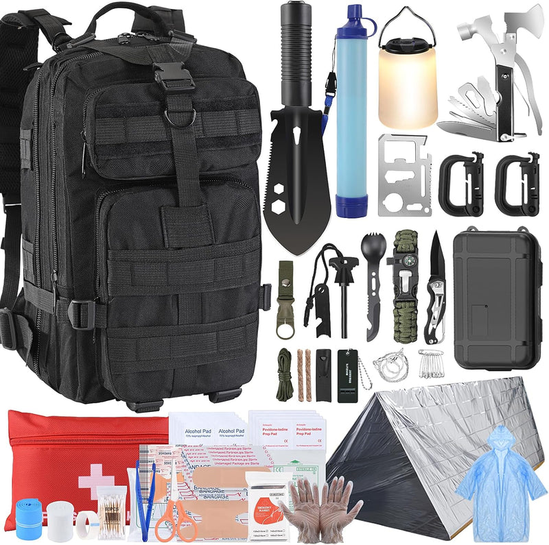 Pixato Survival Kit, Survival Gear and Equipment, 258 Pieces, with Water Filter