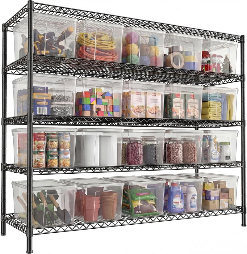 REIBII 3200LBS Storage Shelves, 55.5in W Garage Shelving Heavy Duty, 5 Tier Adjustable