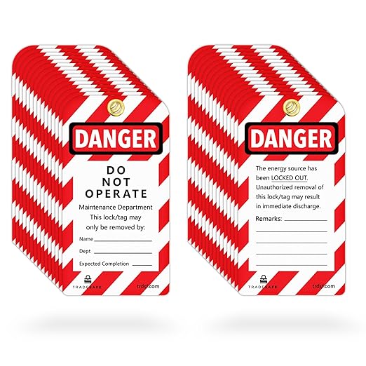 TRADESAFE Lockout Tagout Tags - 30 Danger Do Not Operate Tags with Zip Ties