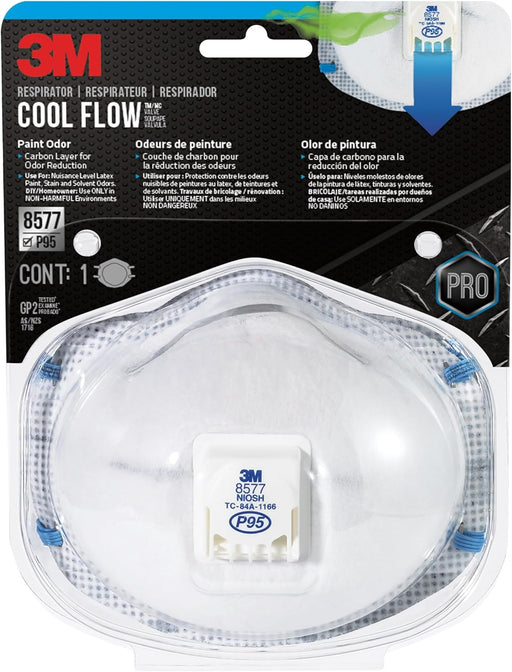 3M 8577 respirator mask with Cool Flow technology in packaging