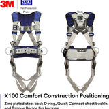 3M 1401111 DBI-SALA ExoFit X100 Construction Positioning Full Body Harness