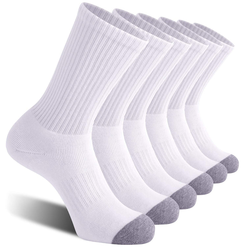 CelerSport Men's Athletic Work Crew Boot Socks with Full Cushion, 6 Pack