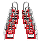 TRADESAFE TS1KD10R Lockout Tagout Locks — 10-Pack Red Keyed Different