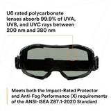3M GG6002SGAF-BLK GoggleGear 6000 Gray Scotchgard Goggles