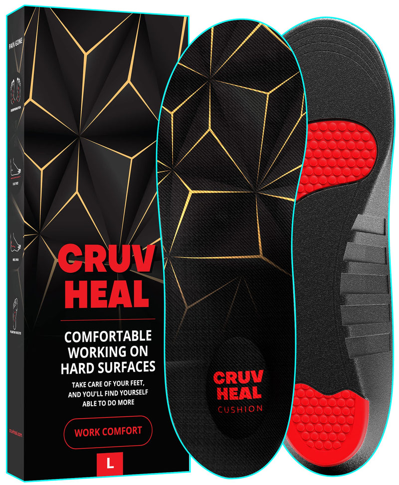 CRUVHEAL Work Pro Comfort Insoles, Shock Absorption, Low Arch Cushion