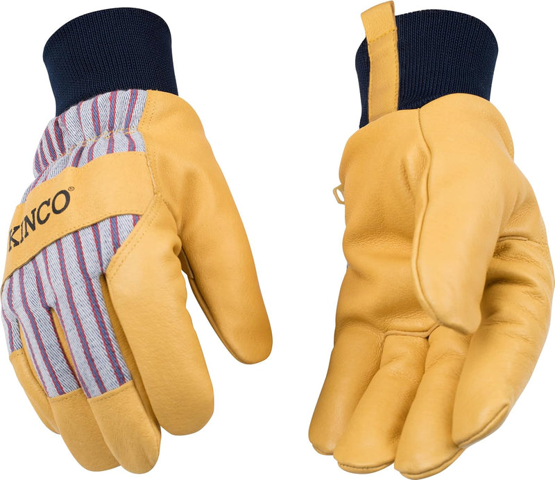 Kinco 1927KW Lined Premium Grain Pigskin Work Gloves — Knit Wrist