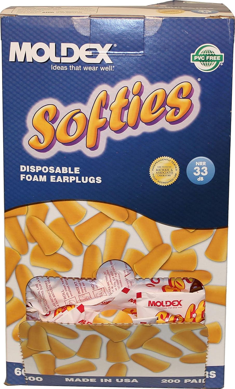 Moldex 6600 Softies Uncorded Foam Earplugs — NRR 33, 200 Pairs