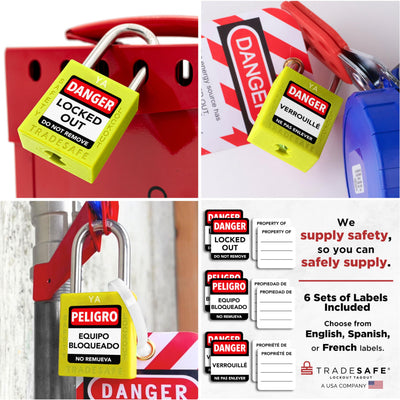 TRADESAFE TSKAU10YL Lockout Tagout Lock Set — Yellow 10-Pack