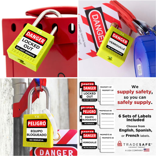 TRADESAFE TSKAU10YL Lockout Tagout Lock Set — Yellow 10-Pack
