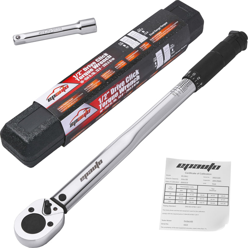 EPAuto 1/2-inch Drive Click Torque Wrench, 10-150 ft-lb