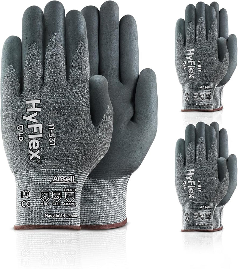 Ansell HyFlex 11-531 Cut-Resistant Foam Nitrile Gloves (3 Pairs)