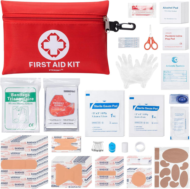 PTEROMY 150 Piece Mini First Aid Kit, Portable Small Emergency Kit