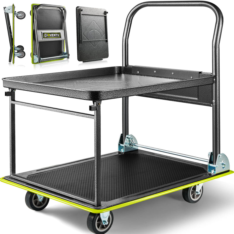 Heavy Duty Push Cart Dolly 700 lbs, Foldable Platform Hand Truck Made with High-Strength