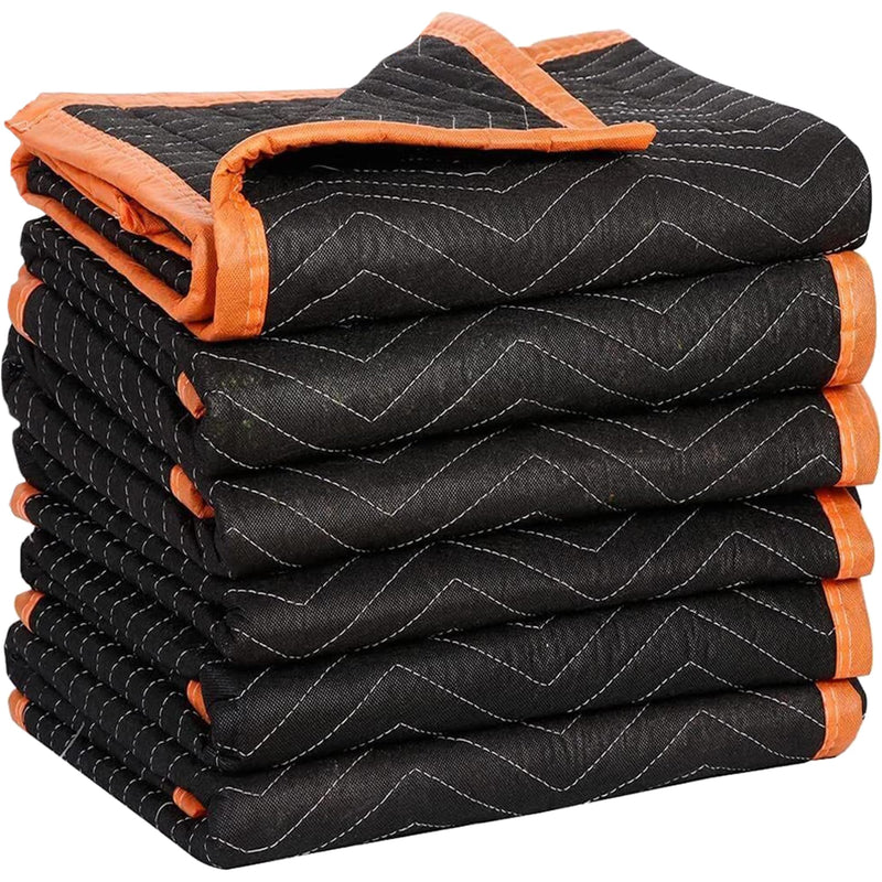Simpli-Magic 79522 Heavy Duty Padded Moving Blankets, Orange Black, 72 x 80, 6 Pack