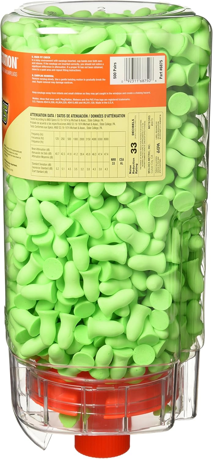 Moldex 6875 Meteors PlugStation Uncorded Earplug Dispenser — NRR 33dB, 250 Pairs