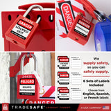 TRADESAFE TS1KD10R Lockout Tagout Locks — 10-Pack Red Keyed Different