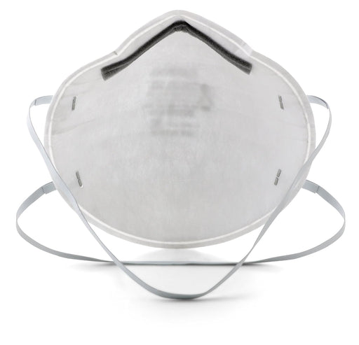 White N95 face mask on a white background